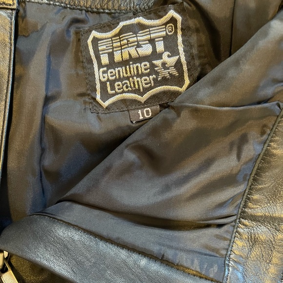 Vintage First Genuine Leather Black Lace-Up Mini Skirt Size 10 - Picture 2 of 7